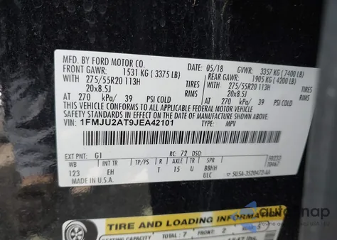 2018 Ford Expedition Limited from USA, damaged, VIN 1FMJU2AT9JEA42101